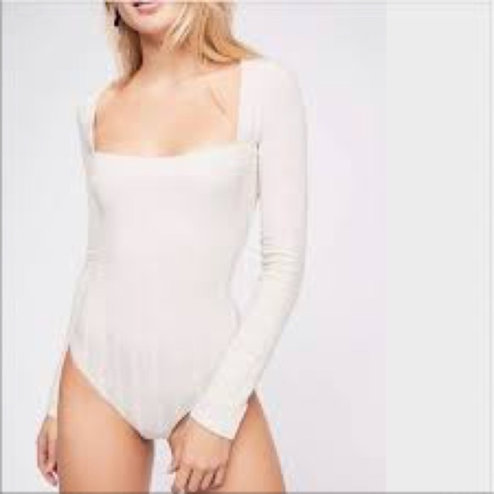 Free People Intimately Oatmeal Heather Bodysuit Sz M NWT
